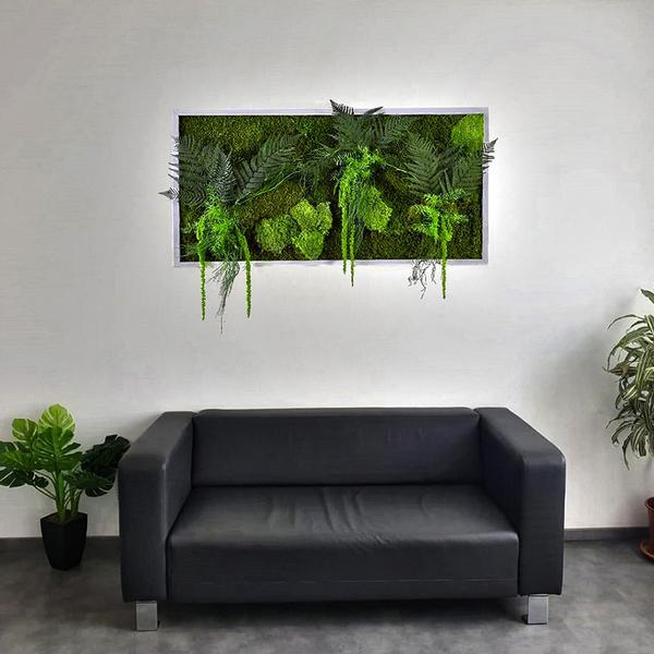 Tableau végétal stabilisé blanc - Mural au format carré 22cm
